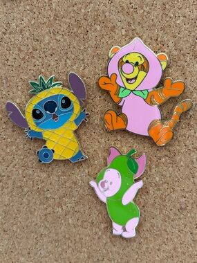 Disney Characters in Fruit Pin Set